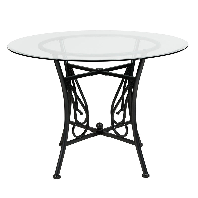 Casey 42'' Round Glass Dining Table with Black Metal Frame iHome Studio