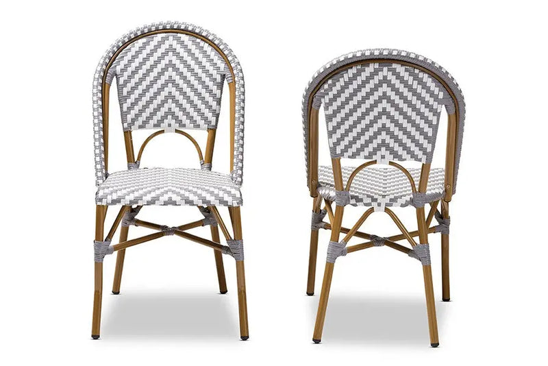 Celie Grey/White Bamboo Style Stackable Bistro Dining Chair - 2pcs iHome Studio