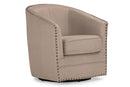 Alvere Classic Retro Beige Fabric Upholstered Swivel Tub Chair Baxton