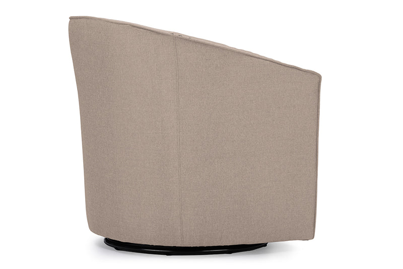 Alvere Modern and Contemporary Classic Retro Beige Fabric Upholstered Swivel Tub Chair