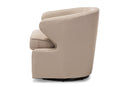 Carvell Beige Fabric Upholstered Swivel Armchair Baxton