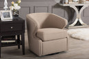 Carvell Beige Fabric Upholstered Swivel Armchair Baxton