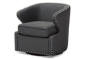 Carvell Gray Fabric Upholstered Swivel Armchair Baxton