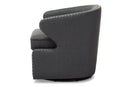 Carvell Gray Fabric Upholstered Swivel Armchair Baxton