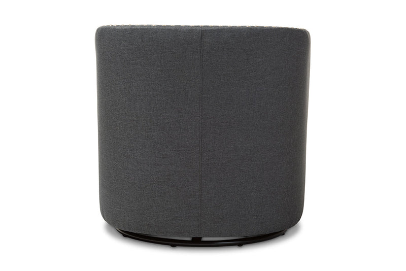Carvell Gray Fabric Upholstered Swivel Armchair Baxton