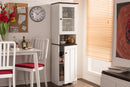 Elyse Two-tone White and Dark Brown Buffet and Hutch Kitchen Cabinet Baxton