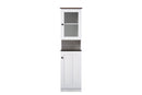 Elyse Two-tone White and Dark Brown Buffet and Hutch Kitchen Cabinet Baxton