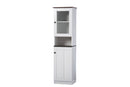 Elyse Two-tone White and Dark Brown Buffet and Hutch Kitchen Cabinet Baxton