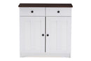 Elyse Two-tone White and Dark Brown Buffet Kitchen Cabinet Baxton