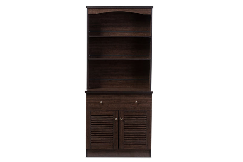 Gideon Modern and Contemporary Dark Brown Buffet and Hutch Kitchen Cabinet