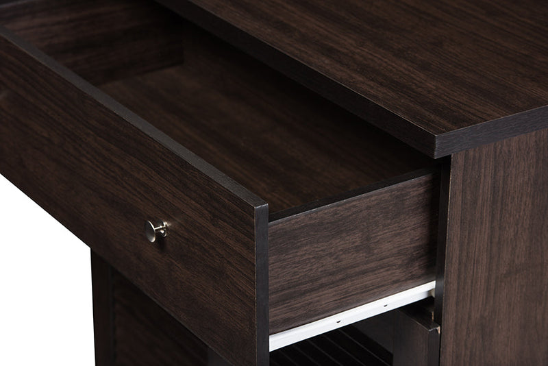 Gideon Dark Brown Buffet and Hutch Kitchen Cabinet Baxton