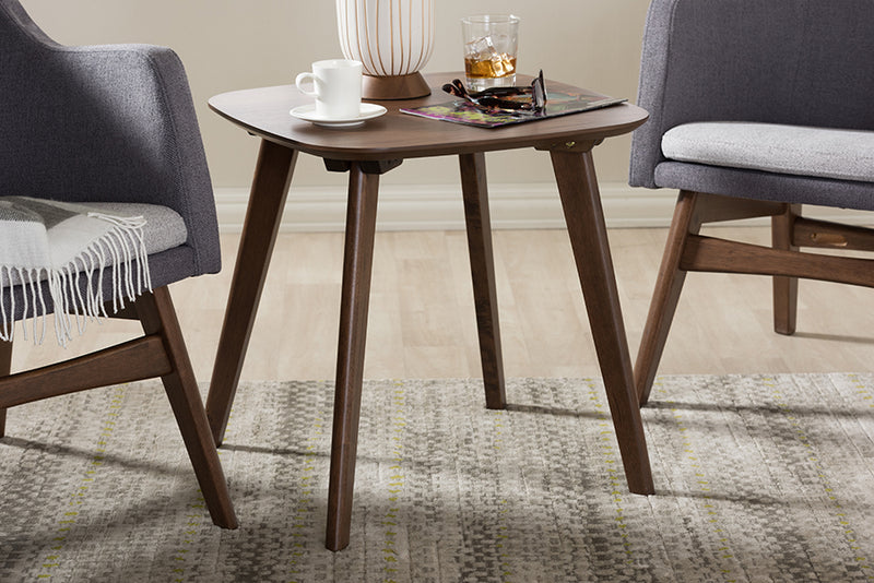 Primrose Mid-Century Modern Dark Walnut Wood End Table