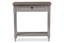 Graceland White Wash Distressed Wood and Gray Two-tone 1-drawer Console Table Baxton