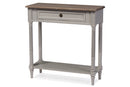 Graceland White Wash Distressed Wood and Gray Two-tone 1-drawer Console Table Baxton