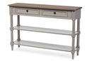 Graceland White Wash Distressed Wood and Gray Two-tone 2-drawer Console Table Baxton