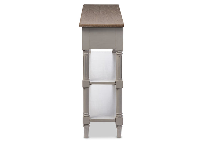 Graceland White Wash Distressed Wood and Gray Two-tone 2-drawer Console Table Baxton