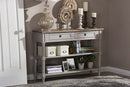 Graceland White Wash Distressed Wood and Gray Two-tone 2-drawer Console Table Baxton