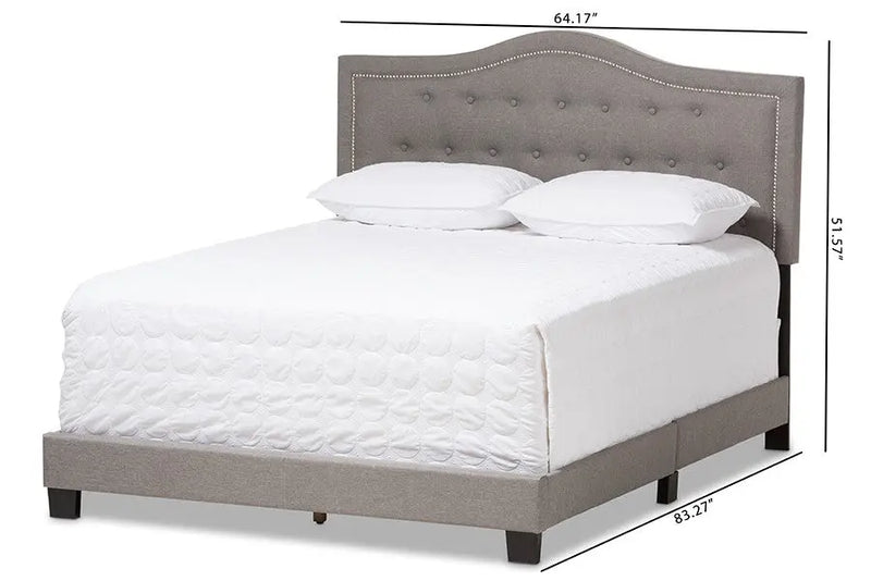 Emerson Light Grey Fabric Upholstered Box Spring Bed (Queen) iHome Studio