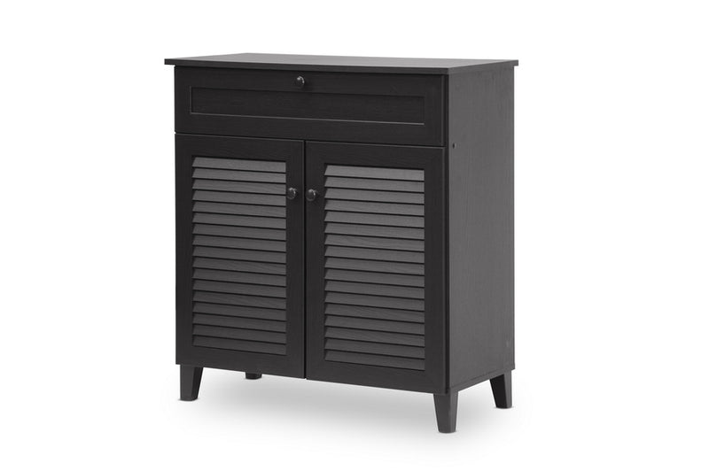 Zala Espresso Shoe-Storage Cabinet, 2-Doors