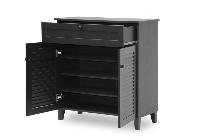 Zala Espresso Shoe-Storage Cabinet, 2-Doors