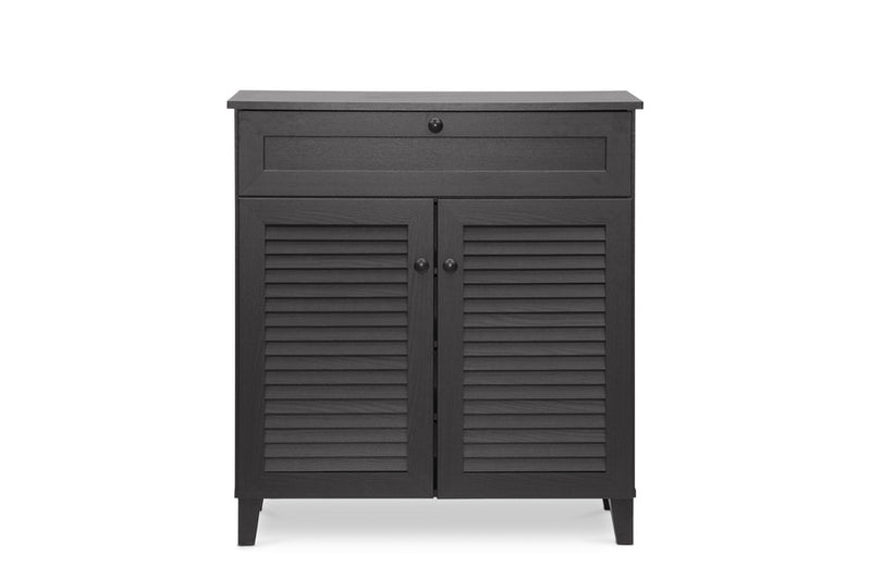 Zala Espresso Shoe-Storage Cabinet, 2-Doors