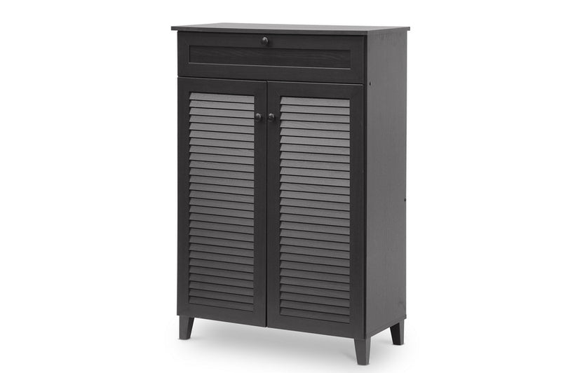 Darcia Espresso Shoe-Storage Cabinet, 2-Doors