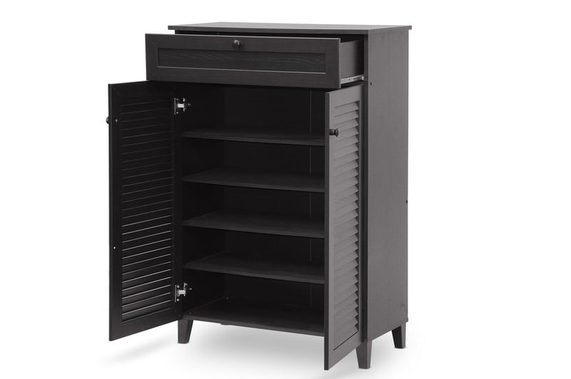 Darcia Espresso Shoe-Storage Cabinet, 2-Doors