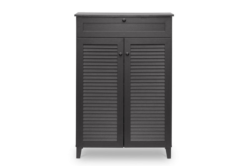 Darcia Espresso Shoe-Storage Cabinet, 2-Doors Baxton