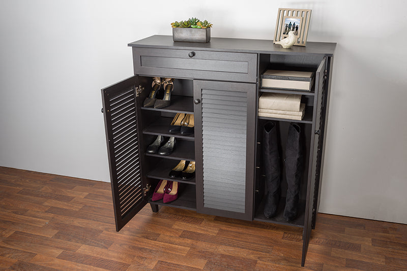 Newell Wood Shoe Storage Cabinet, 3-Doors