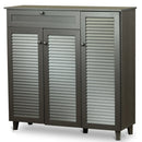 Newell Wood Shoe Storage Cabinet, 3-Doors Baxton