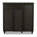 Newell Wood Shoe Storage Cabinet, 3-Doors Baxton