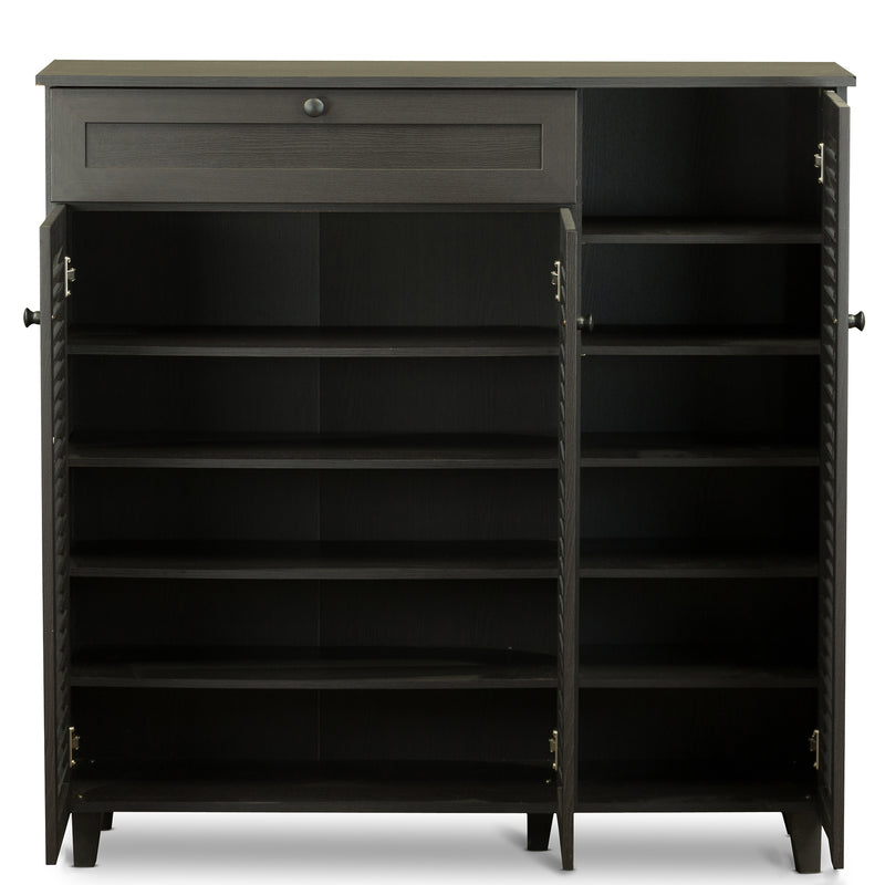 Newell Wood Shoe Storage Cabinet, 3-Doors