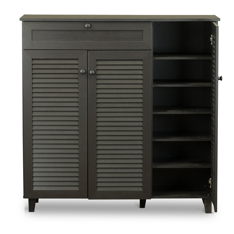 Newell Wood Shoe Storage Cabinet, 3-Doors