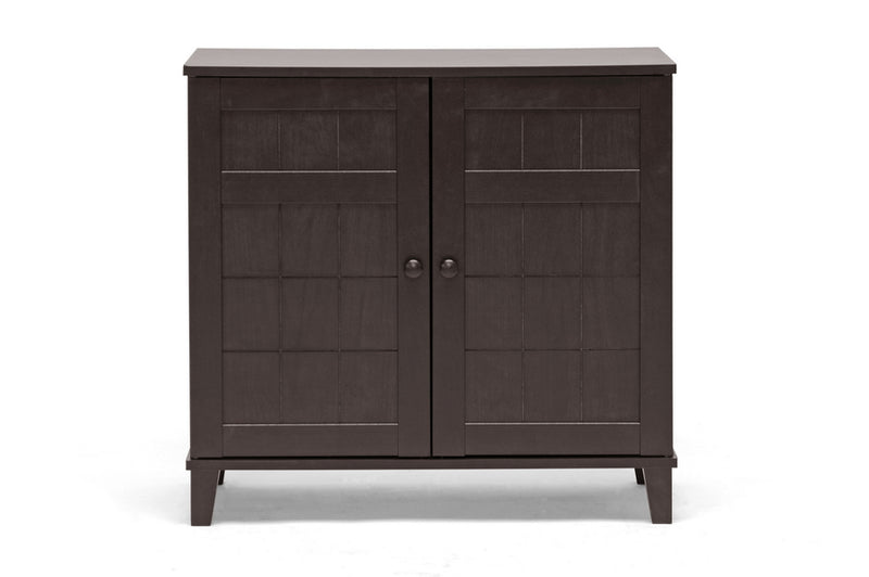 Trenton Dark Brown Wood Modern Shoe Cabinet (Short), 2-Doors