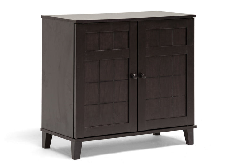 Trenton Dark Brown Wood Modern Shoe Cabinet (Short), 2-Doors