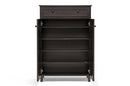 Trenton Dark Brown Wood Modern Shoe Cabinet (Tall), 2-Doors and Drawer Baxton