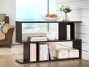 Storsel 2-Level Dark Brown Wood Grain Veneer Modern Bookshelf Baxton