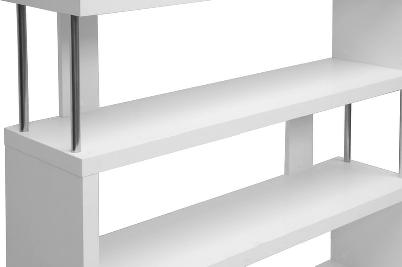 Yanka White Three-Shelf Modern Bookcase