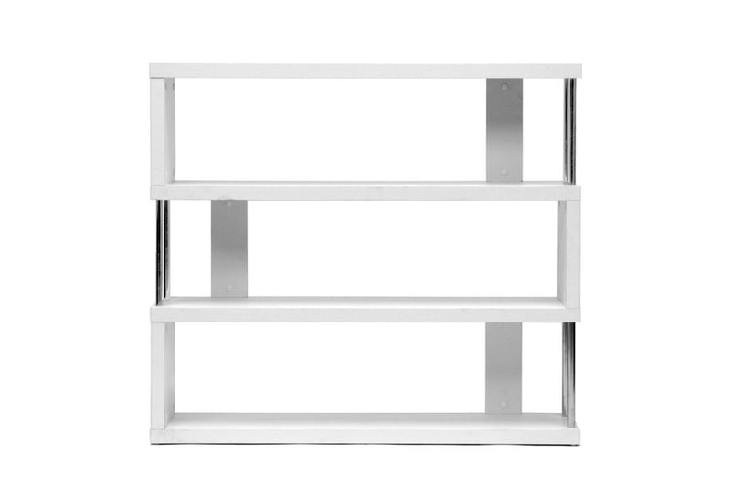 Yanka White Three-Shelf Modern Bookcase 