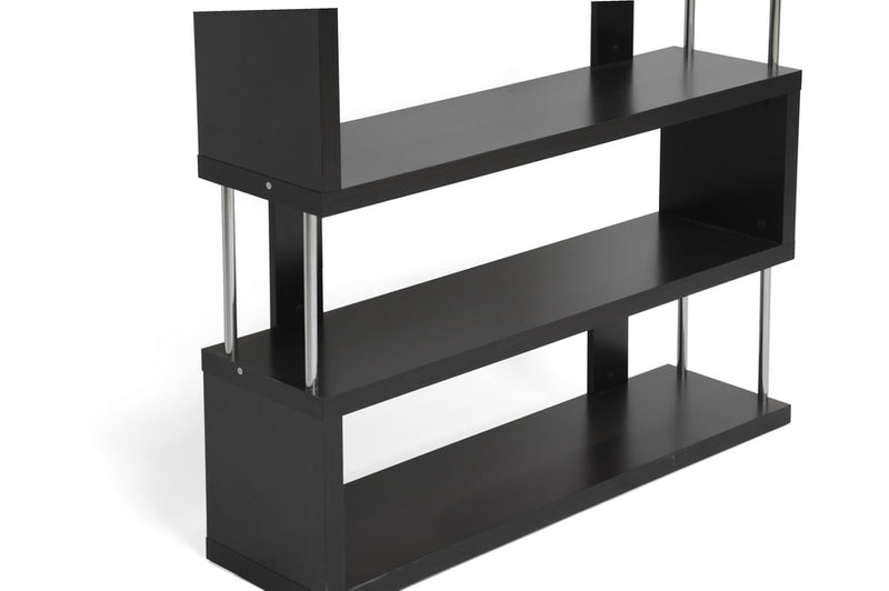 Yanka Dark Brown Three-Shelf Modern Bookcase