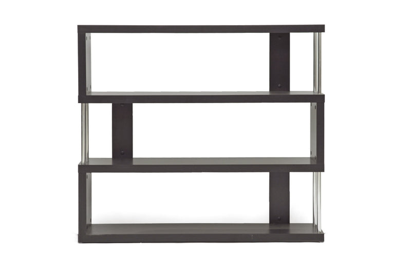 Yanka Dark Brown Three-Shelf Modern Bookcase 