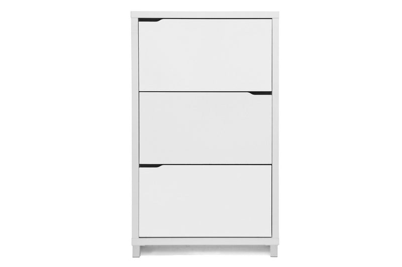 Darrion White Modern Shoe Cabinet, 3-Doors