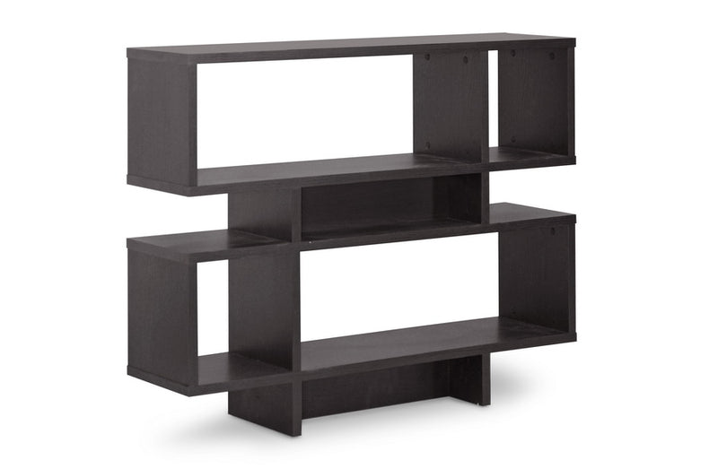 Lilac 4-Level Faux Wood Grain Dark Brown Modern Bookshelf