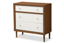Stephen White and Walnut Wood 3-drawer Chest Baxton
