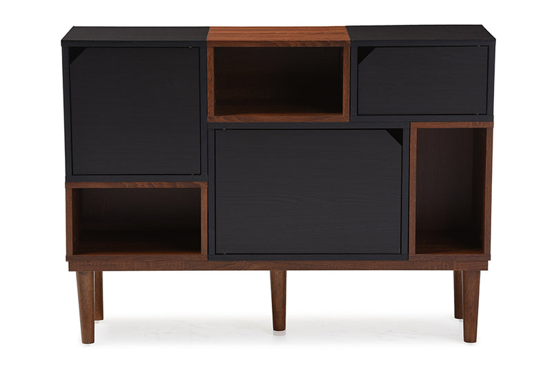 Palesa Mid-century Retro Modern Oak and Espresso Wood Sideboard Storage Cabinet