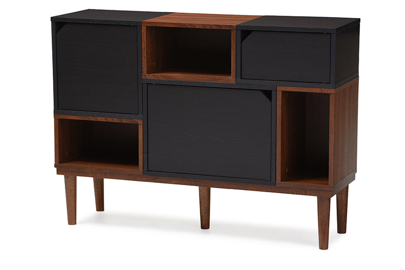 Palesa Mid-century Retro Modern Oak and Espresso Wood Sideboard Storage Cabinet