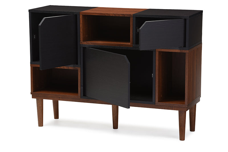 Palesa Mid-century Retro Modern Oak and Espresso Wood Sideboard Storage Cabinet