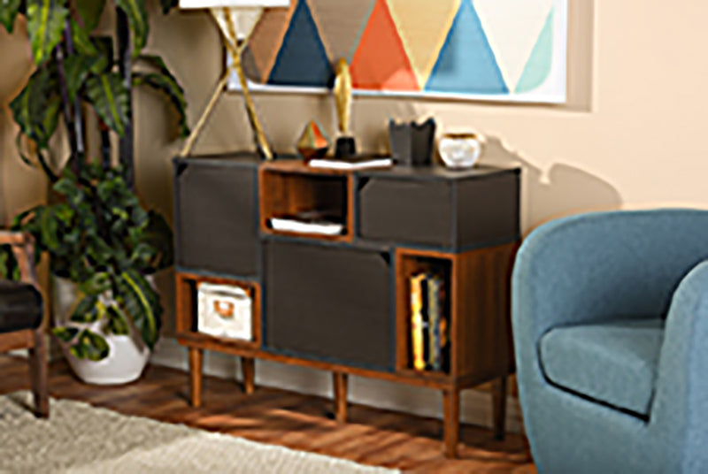 Palesa Mid-century Retro Modern Oak and Espresso Wood Sideboard Storage Cabinet