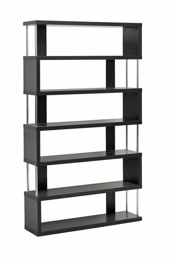 Yanka Dark Brown Six-Shelf Modern Bookcase