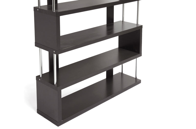 Yanka Dark Brown Six-Shelf Modern Bookcase